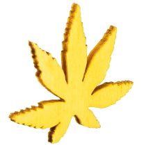 Produkt Liście dekoracyjne rozproszone w kolorze żółtym, brązowym, platynowym różne 4cm 72 szt