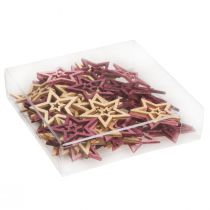 Produkt Dekoracja rozproszona drewniane gwiazdki w kolorze jagodowego różu naturalnego Ø4cm 72 szt