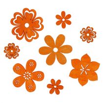 Dekoracja rozproszona drewniany kwiat pomarańczowy 2cm - 4cm 96szt
