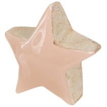 Produkt Gwiazdki dekoracyjne drewniane różowe białe żółte Ø3cm 9 szt.