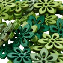 Scatter dekoracja kwiat zielony, jasnozielony, miętowy drewniane kwiaty do rozrzucenia 144St