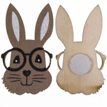 Dekoracja rozproszona drewniany królik w okularach brązowo biały 2,5×4,5cm 48szt