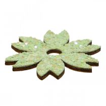 Produkt Ozdoba kropkowa, elementy drewniane, wiosenne, wielkanocne, zielone 2–4 cm 64 szt