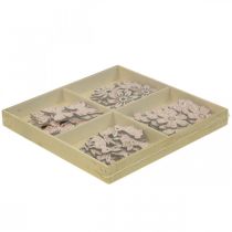 Produkt Drewniana dekoracja rozproszona, rozproszone kawałki wiosenne wielkanocne różowe 2–4 cm 64szt