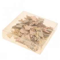 Produkt Drewniane dekoracje sypkie, kawałki wielkanocne, zajączek wielkanocny, odcienie żółtego 4cm, 72 sztuki