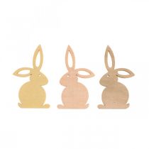 Produkt Drewniane dekoracje sypkie, kawałki wielkanocne, zajączek wielkanocny, odcienie żółtego 4cm, 72 sztuki