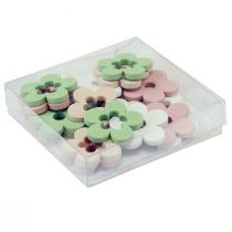 Produkt Dekoracja rozproszona drewniane kwiaty dekoracja stołu kolorowe 2 motywy Ø3cm 24 szt