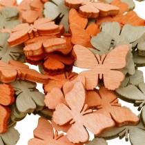 Dekoracja rozproszona motyle drewniane motyle dekoracja letnia pomarańcza, morela, brąz 144 sztuki