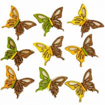 Dekoracja rozproszona motyle drewno zielony/żółty/pomarańczowy 3×4cm 24szt