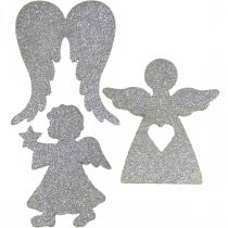 Produkt Dekoracja rozproszona Dekoracja aniołków bożonarodzeniowych srebrny brokat W8cm 24 szt