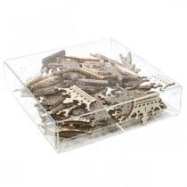 Produkt Korona dekoracyjna rozproszona Świąteczny drewniany brokat B4cm 72 szt