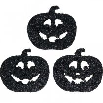 Dekoracja rozproszona Dekoracja z dyni na Halloween 4cm czarna, brokatowa 72szt