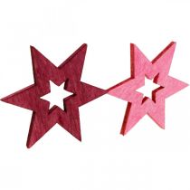 Produkt Drewniane gwiazdki dekoracyjne posypki świąteczne liliowe W4cm 72szt