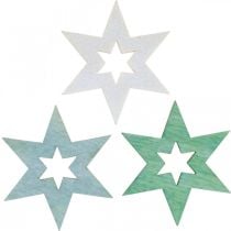 Drewniane gwiazdki dekoracyjne posypka Christmas Green W4cm 72szt