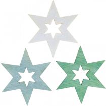Produkt Drewniane gwiazdki Dekoracja rozproszona Dekoracja świąteczna zielona W4cm 72 szt