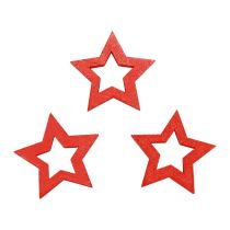 Produkt Dekoracja rozproszona Dekoracja świąteczna gwiazdki czerwone drewniane gwiazdki Ø4cm 54 szt