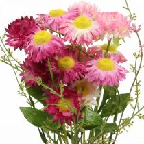 Produkt Rhodanthe Rosa - Różowe kwiaty jedwabne Sztuczna roślina Bukiet kwiatów nieśmiertelnych Dekoracyjne kwiaty 46 cm
