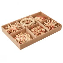 Produkt Gwiazdki słomiane Ozdoby choinkowe słomkowe naturalne czerwone Ø4-6cm 17 szt