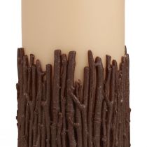 Produkt Świeca pieńkowa gałązki dekoracyjna świeca rustykalna beżowa 150/70mm 1 szt
