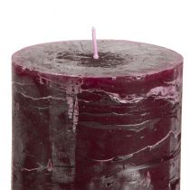 Produkt Burgundowe świece filarowe, 70x100mm, zestaw 4 sztuk, jednolity kolor, rustykalny, długi czas palenia