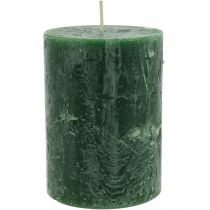 Świece w jednolitym kolorze Zielona rustykalna bezpieczna świeca 80 × 110 mm 4 szt.