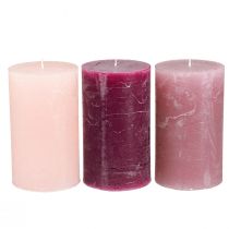 Produkt Świece pieńkowe jednokolorowe 3 kolory Berry 70×120mm 12 szt