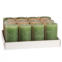 Produkt Zestaw świec filarowych, 3 kolory, zielony, świece w jednolitym kolorze, dekoracja stołu, 70x120mm, 12 sztuk