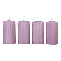 Produkt Świece pieńkowe liliowe świece ryflowane dekoracja 70/130mm 4szt