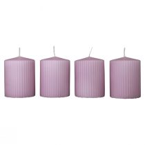 Produkt Świece pieńkowe liliowe świece ryflowane dekoracja 70/90mm 4 szt