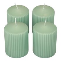 Produkt Świece pieńkowe zielone szmaragdowe świece ryflowane 70/90mm 4 szt