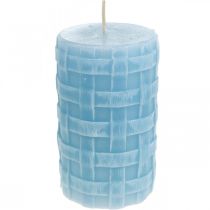 Świece woskowe Koszyczek wzór, świece filarowe, świece Rustic Light blue 110/65 2szt.