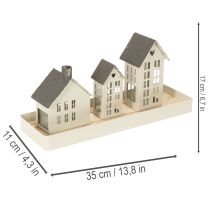 Produkt Zestaw latarni morskich Metal Trzy domki na tacy 35 cm 1 zestaw