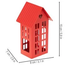 Produkt Metalowy świecznik na podgrzewacze Domki Czerwony z tacką 35 cm 1 zestaw