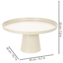 Produkt Dekoracyjny okrągły talerz w kolorze beżowym z podstawą o wysokości 40 cm
