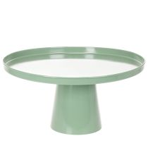 Produkt Zielony okrągły metalowy stolik dekoracyjny o średnicy 40 cm z wysokim rantem