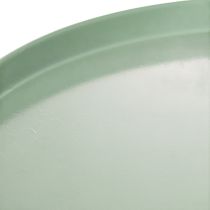 Produkt Zielony okrągły metalowy stolik dekoracyjny o średnicy 40 cm z wysokim rantem