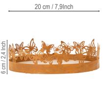 Produkt Taca z motylami, sprężyna, dekoracja stołu, metalowa ozdoba, wykończenie rdzawe, Ø20cm, wys. 6,5cm