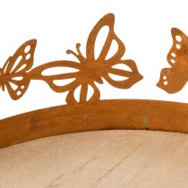 Produkt Taca z motylami, sprężyna, dekoracja stołu, metalowa ozdoba, wykończenie rdzawe, Ø20cm, wys. 6,5cm