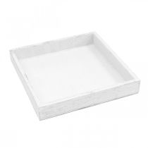 Produkt Taca dekoracyjna biała kwadratowa drewno vintage 19×19cm 2szt