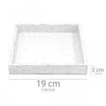 Produkt Taca dekoracyjna biała kwadratowa drewno vintage 19×19cm 2szt