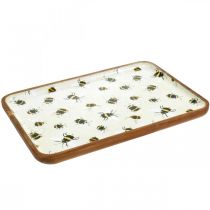 Taca dekoracyjna drewniana kwadratowa taca na pszczoły letnia taca dekoracyjna 35 × 23,5 × 2 cm