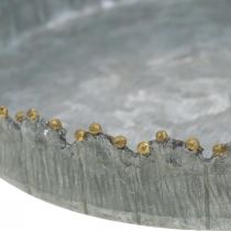 Dekoracyjna taca metalowa, dekoracja stołu, talerz do dekoracji srebrno-złoty Ø18,5 cm W2 cm