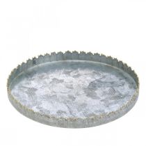 Dekoracyjna taca metalowa, dekoracja stołu, talerz do dekoracji srebrno-złoty Ø18,5 cm W2 cm