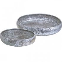Misa dekoracyjna srebrna okrągła antyczna metal Ø50 / 38cm zestaw 2 szt