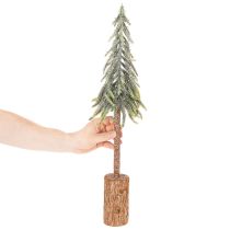 Produkt Sztuczna jodła, wykończenie w kolorze lodu, na drewnianej podstawie, dekoracja zimowa, 60 cm