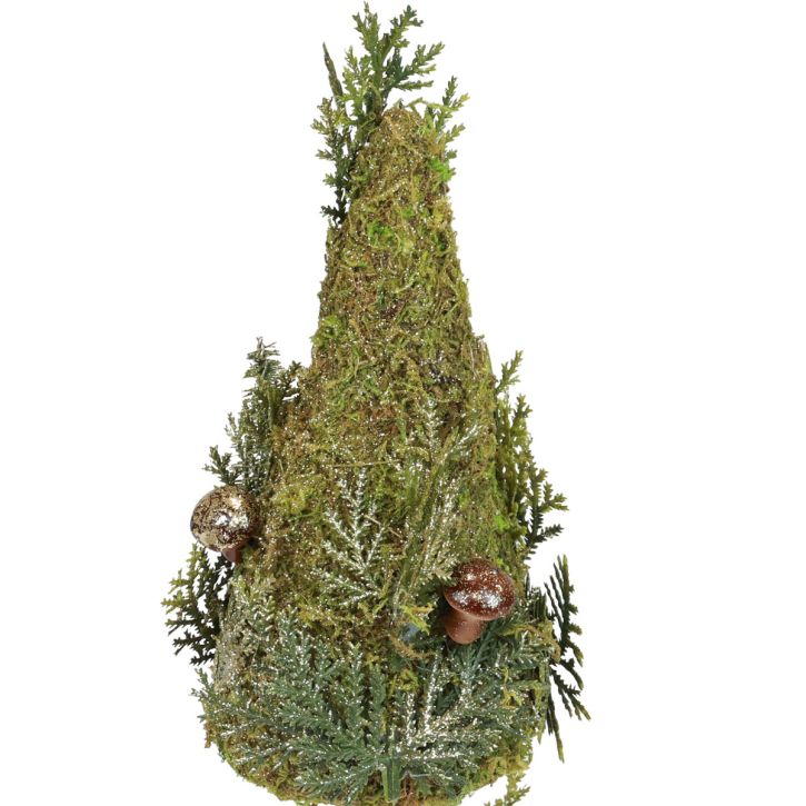 Ozdoba jodłowa, mech, szyszki, grzyby, zielone złoto, wys. 35cm