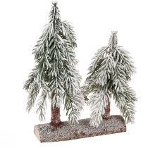 Produkt Ozdoba choinkowa zielono-biała zimowa na drewnianej podstawie wys. 28cm