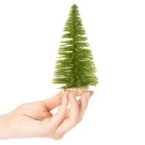 Produkt Choinka sztuczna na drewnianej podstawie, mała, 16cm, 6 szt.