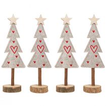 Produkt Choinka wykonana z filcu dekoracja z sercami szaro-czerwona 28cm 4 szt