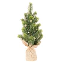 Produkt Sztuczna choinka w worku jutowym, mała ozdoba stołu, mini choinka, 38 cm